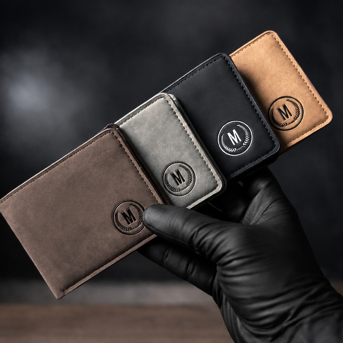 Premium Men's Leather Wallet – M Logo Black Wallet